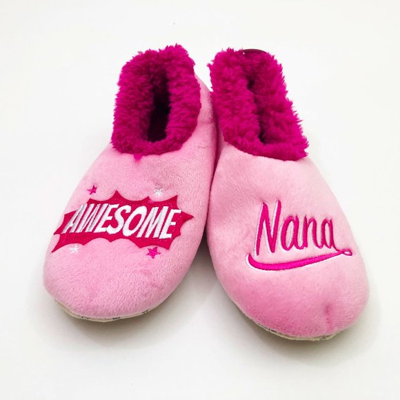 NWT Snoozies Women's Pink Awesome Nana Slippers Medium 7/8 - Picture 2 of 6